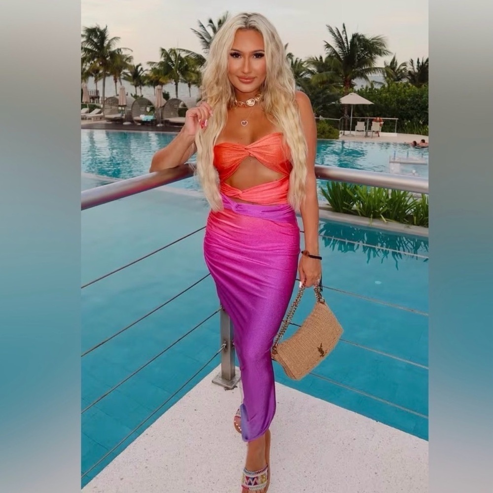 Baobab Vera dress Orange and Pink Dress